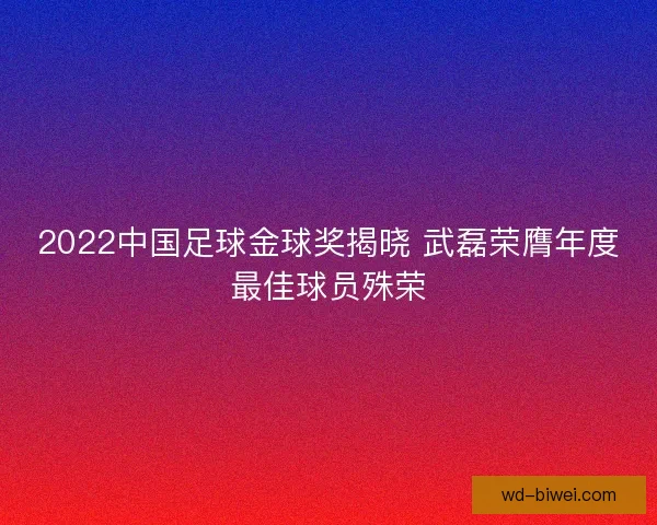 2022中国足球金球奖揭晓 武磊荣膺年度最佳球员殊荣
